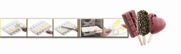 Isform, 12 stk. ovale former i Magnum-fasong, inkl. 50 ispinner i tre